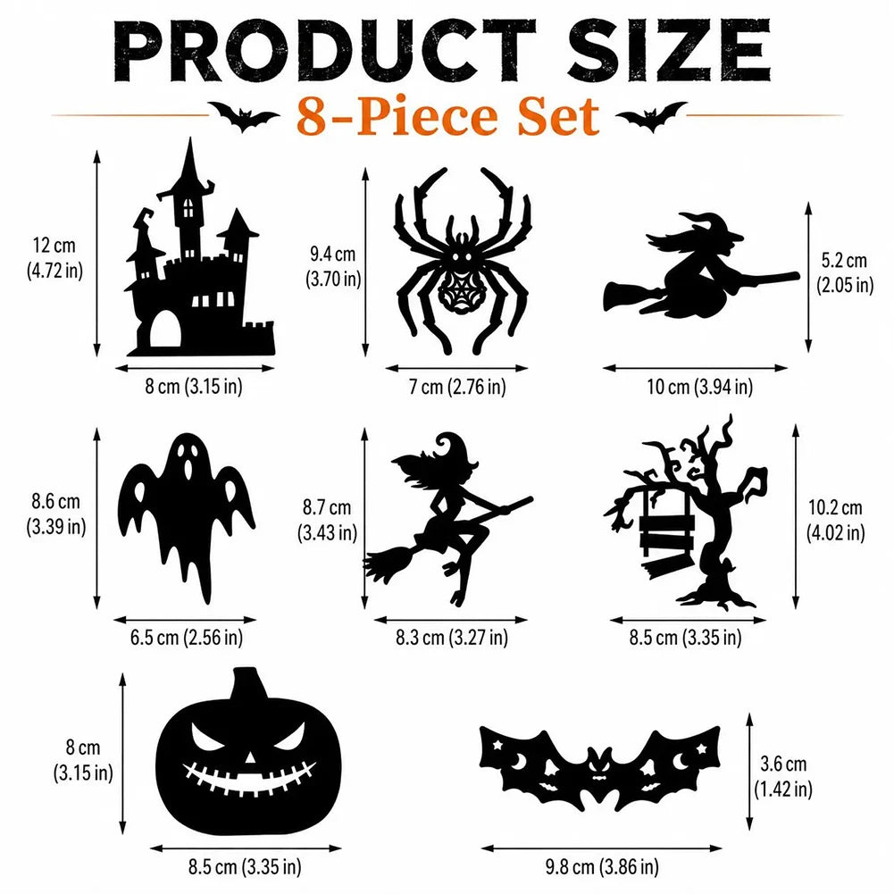 8- Piece Halloween LED Peel & Stick Silhouette Wall Lights