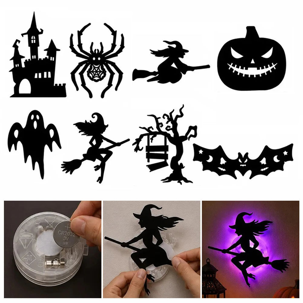 8- Piece Halloween LED Peel & Stick Silhouette Wall Lights