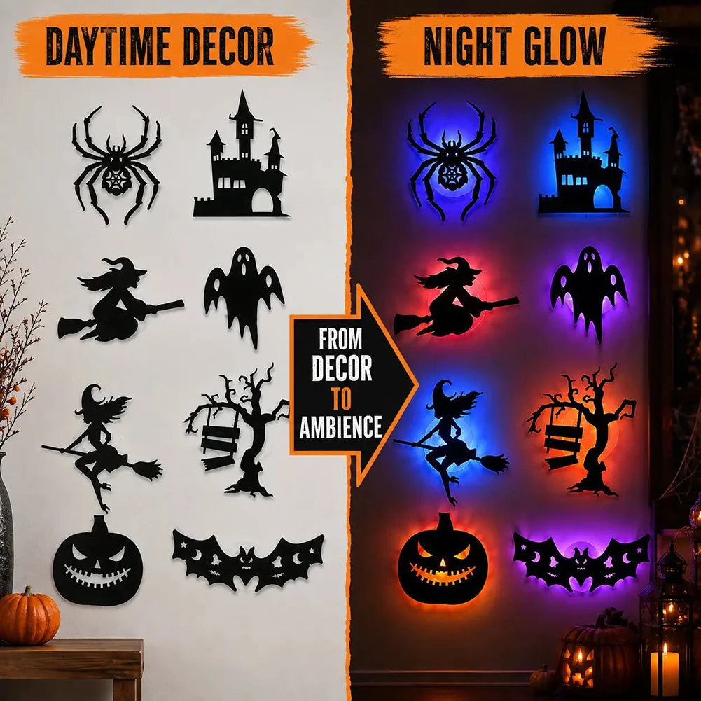 8- Piece Halloween LED Peel & Stick Silhouette Wall Lights